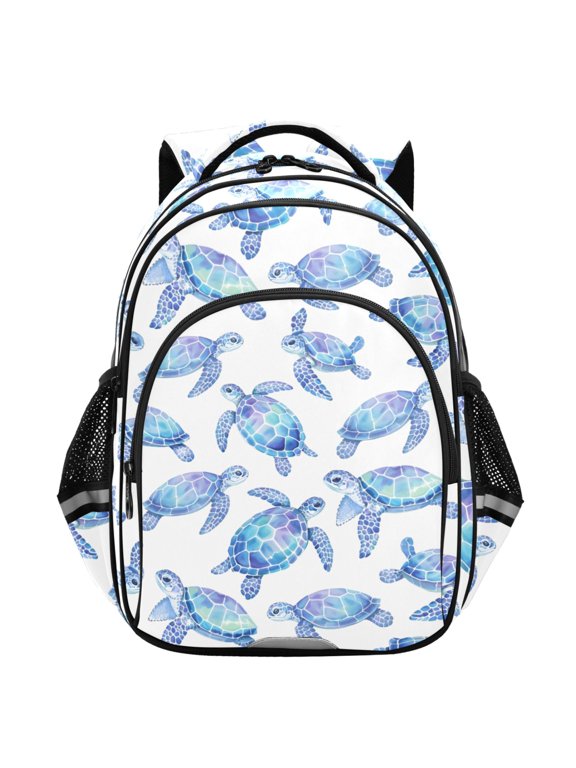 Watercolor Turtles School Backpack Elementary Bag Student Bookbag Travel Rucksack