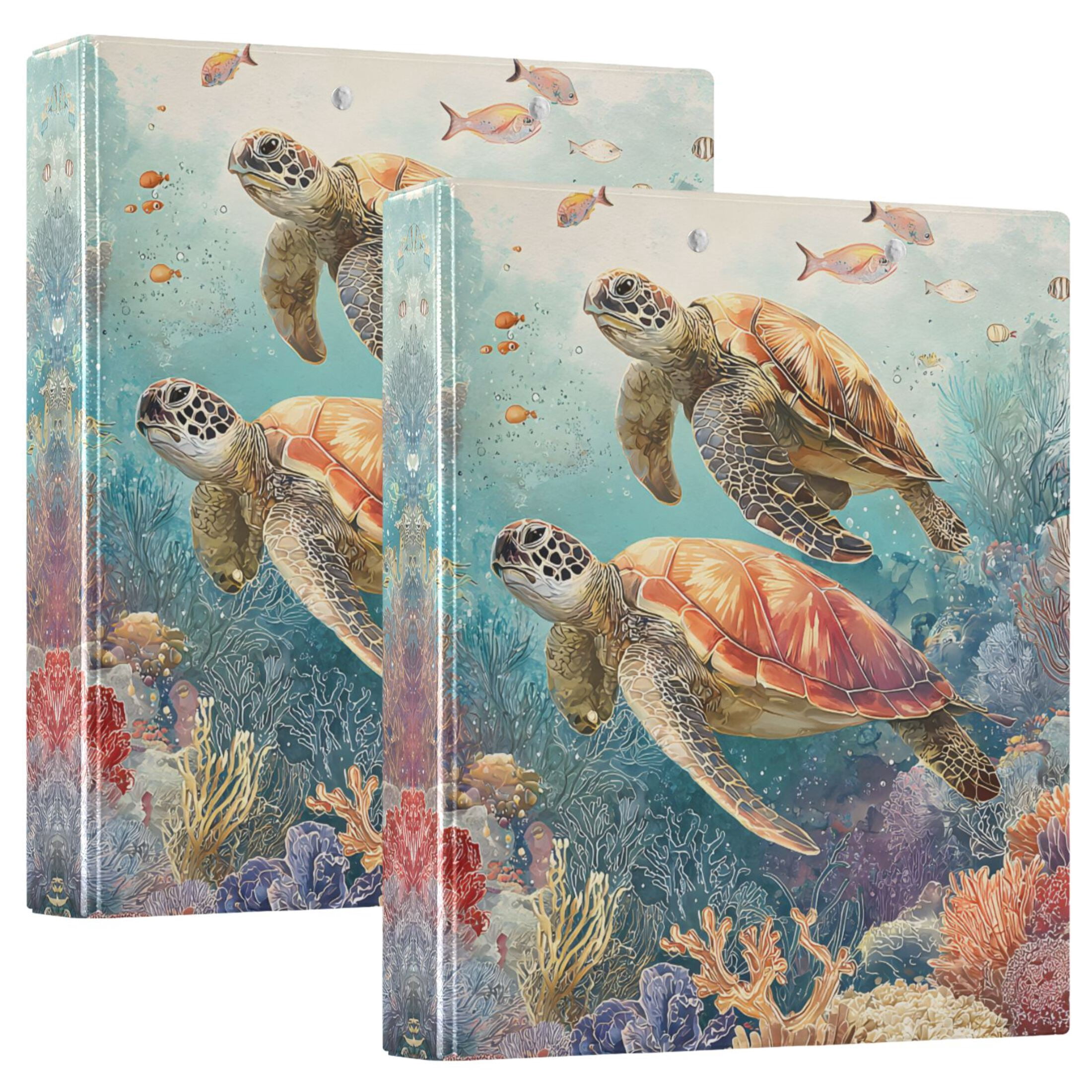 ALAZA Watercolor Turtles in Sea Hardcover 3 Ring Binder 1.5" D-Rings ...
