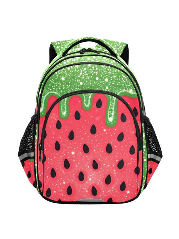 Watermelon Glitter School Backpack Elementary Bag Student Bookbag Travel Rucksack