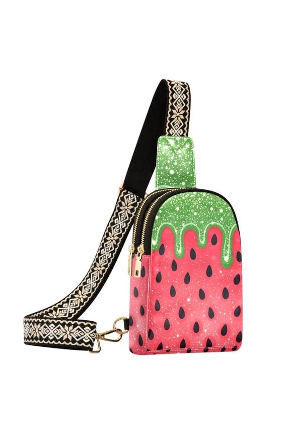 Watermelon Glitter Sling Bag for Women Men Waterproof Crossbody Chest Bags