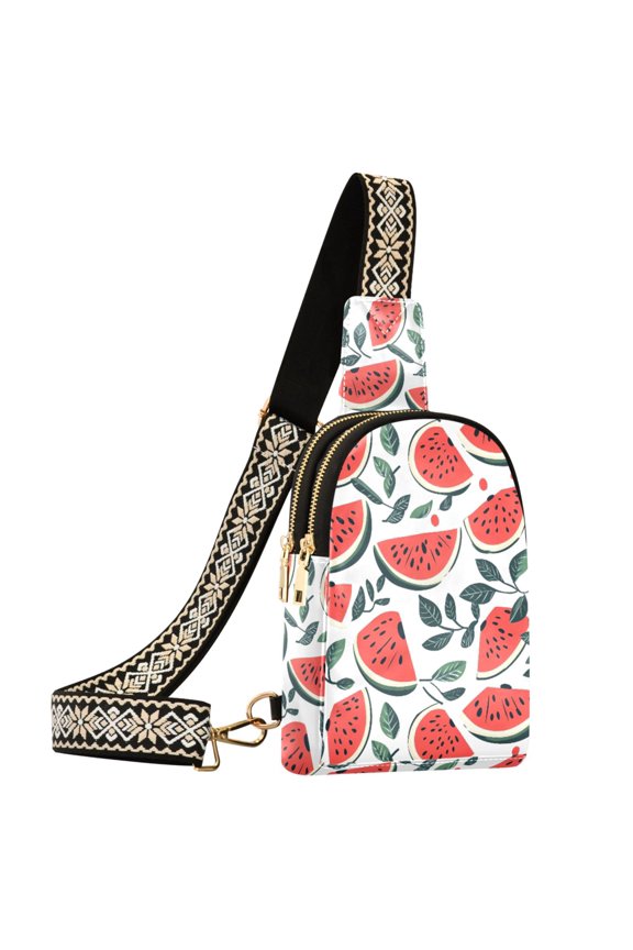 Watermelon Leaves Sling Bag for Women Men Waterproof Crossbody Chest Bags