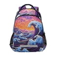 thumbnail image 1 of ALAZA Waves Purple Backpack Elementary School Bag Bookbag Travel Rucksack, 1 of 7