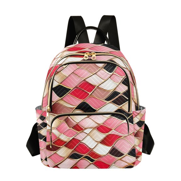 ALAZA Wavy Checkered Grid Pattern Womens Travel Laptop Backpack Large Daypack Ladies Shoulder Bags S