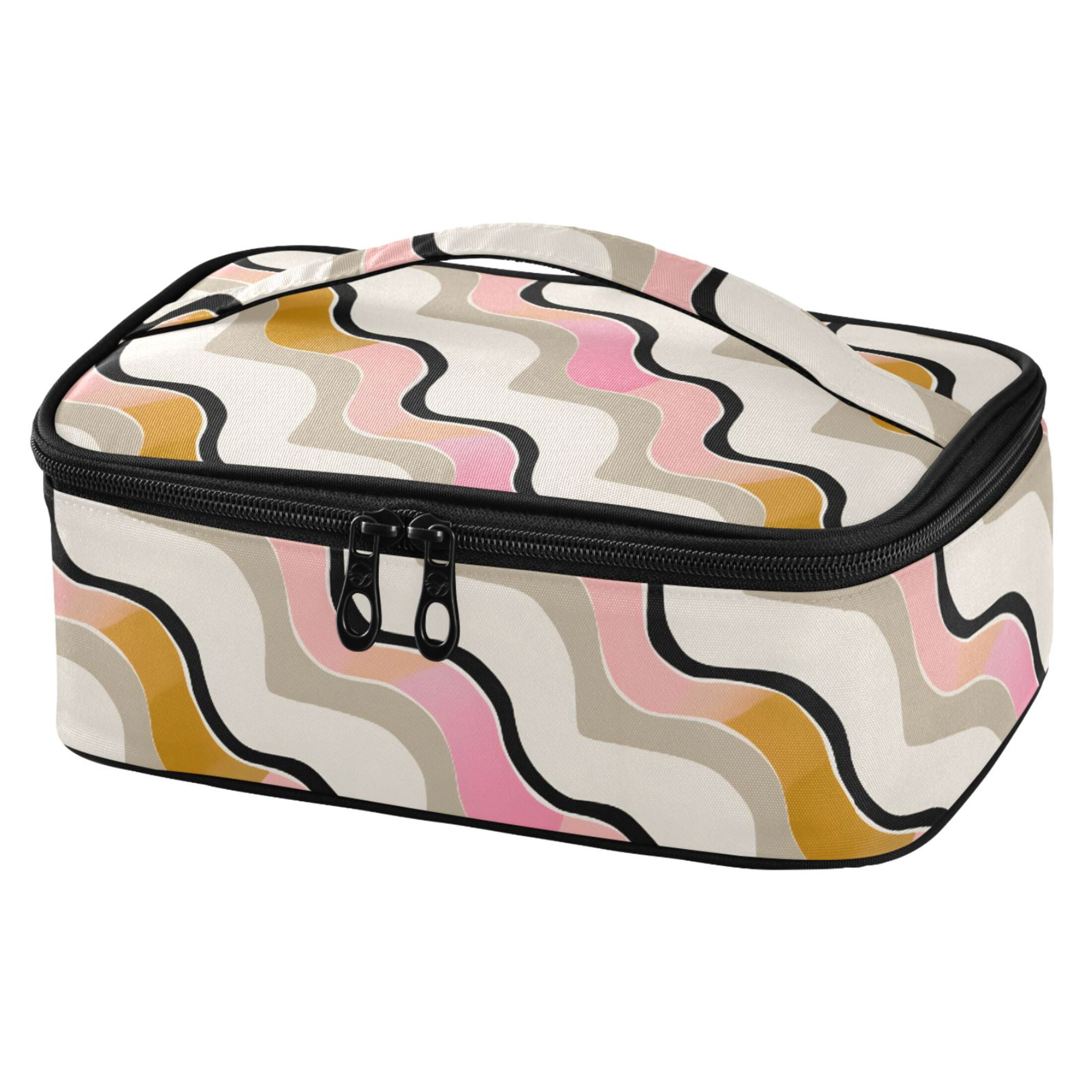 ALAZA Wavy Line Lunch Box Insulated Cooler Tote Bag Reusable School ...