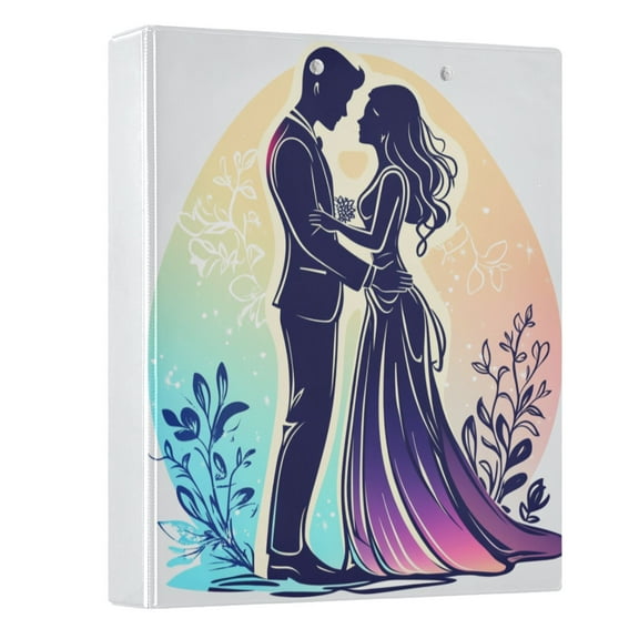 ALAZA Wedding Couple 3 Ring Binder 1.5 Inch Three Ring Office Binders w/ clipboard & 3 pockets, Hold 200 Sheets, 1 pc