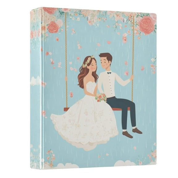 ALAZA Wedding Couple Swing Flower 3 Ring Binder 1.5 Inch Three Ring Office Binders w/ clipboard & 3 pockets, Hold 200 Sheets, 1 pc