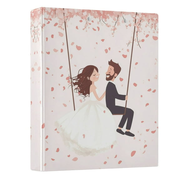 ALAZA Wedding Couple Swing Flowers 3 Ring Binder 1.5 Inch Three Ring Office Binders w/ clipboard & 3 pockets, Hold 200 Sheets, 1 pc