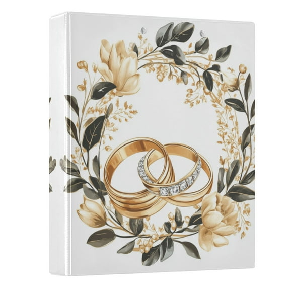 ALAZA Wedding Ring Wreath 3 Ring Binder 1.5 Inch Three Ring Office Binders w/ clipboard & 3 pockets, Hold 200 Sheets, 1 pc