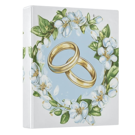 ALAZA Wedding Rings Wreath 3 Ring Binder 1.5 Inch Three Ring Office Binders w/ clipboard & 3 pockets, Hold 200 Sheets, 1 pc