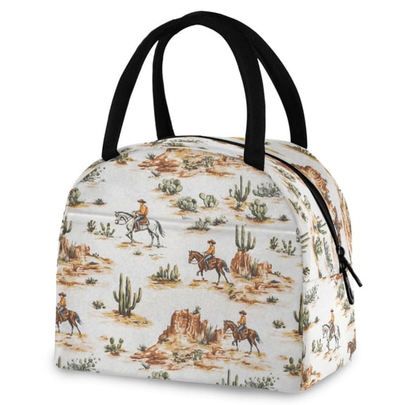 ALAZA Western Cowboy Horses Insulated Lunch Box Reusable Cooler Tote Bag Work Office Picnic