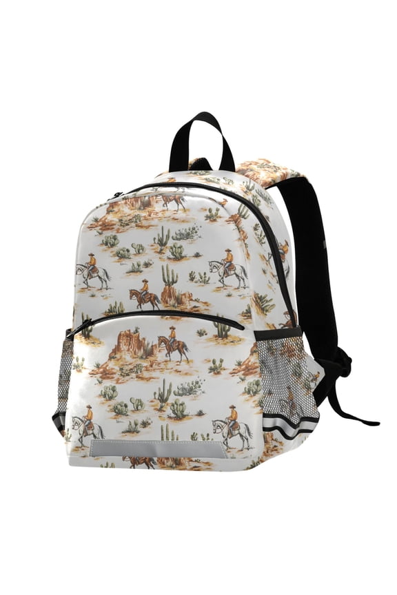 Western Cowboy Horses School Backpack Elementary Student Bookbag
