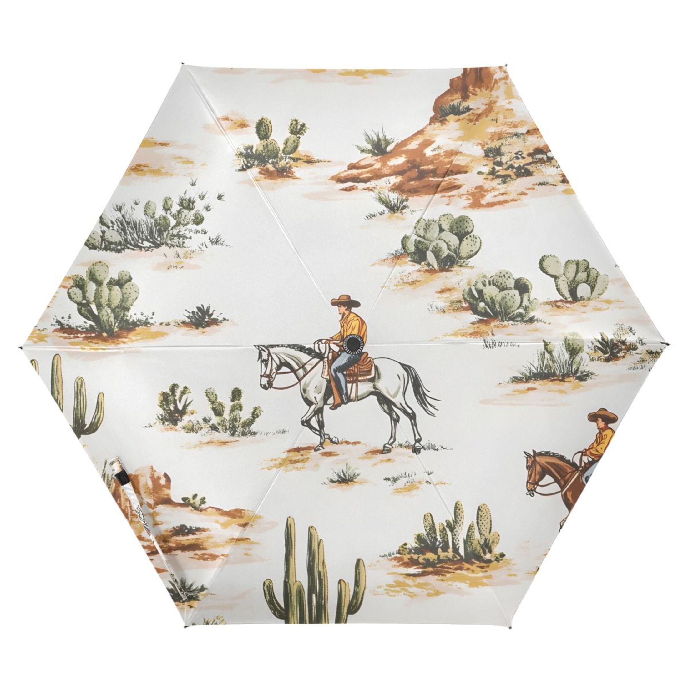 ALAZA Western Cowboy Horses UPF 50+ Compact Folding Umbrella for Rain Travel Umbrella Packable