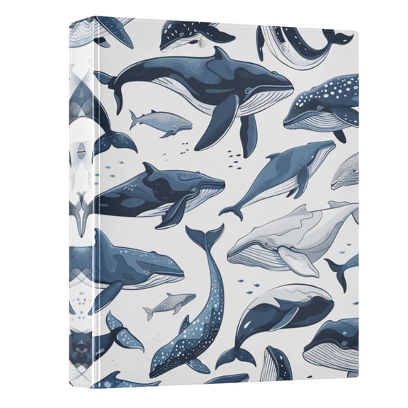 ALAZA Whale Print 3 Ring Binder 1.5 Inch Three Ring Office Binders w/ clipboard & 3 pockets, Hold 200 Sheets, 1 pc