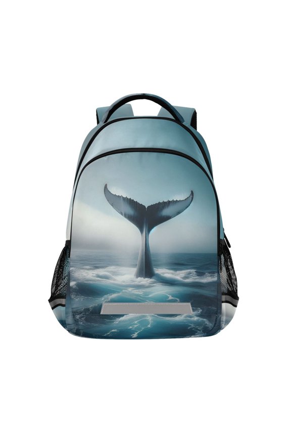 Whale Tail Backpack Elementary School Bag Bookbag Travel Rucksack