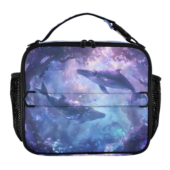 ALAZA Whale in Ocean Lunch Box Insulated Lunch Bag Cooler Tote with Shoulder Strap
