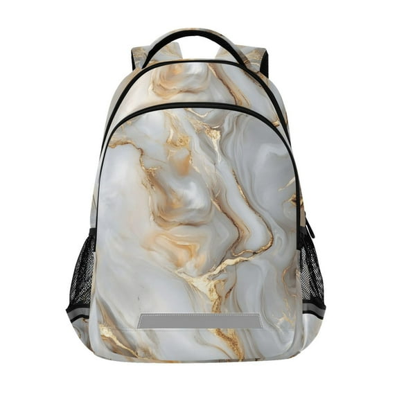 ALAZA White Gold Marble Backpack Elementary School Bag Bookbag Travel Rucksack