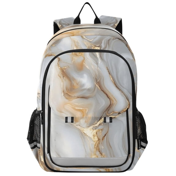ALAZA White Gold Marble Laptop Backpack Purse Travel Bag Casual School Bookbag Rucksack for Women Men