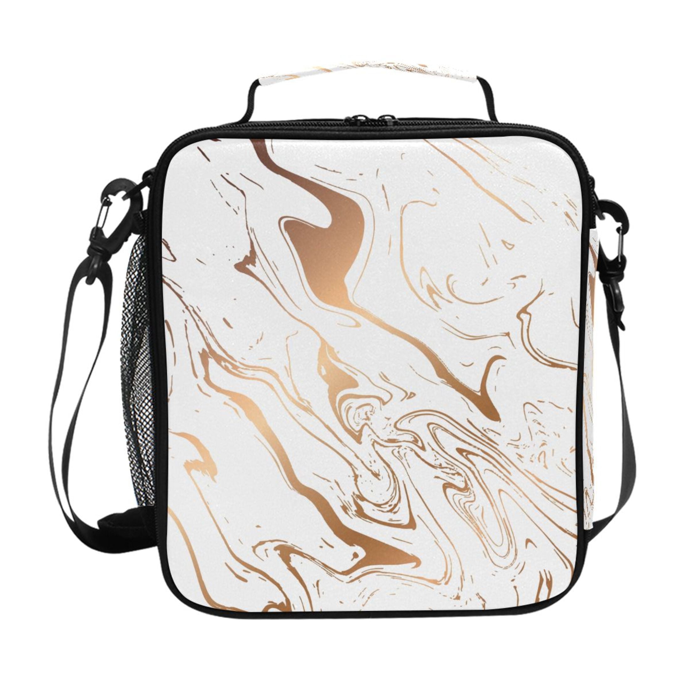 ALAZA White Marble Kids Lunch Bag Insulated Lunch Box Thermal Cooler Tote