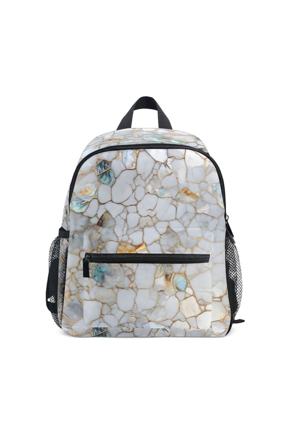 White Marble School Backpack Small Bookbag Mini Bags