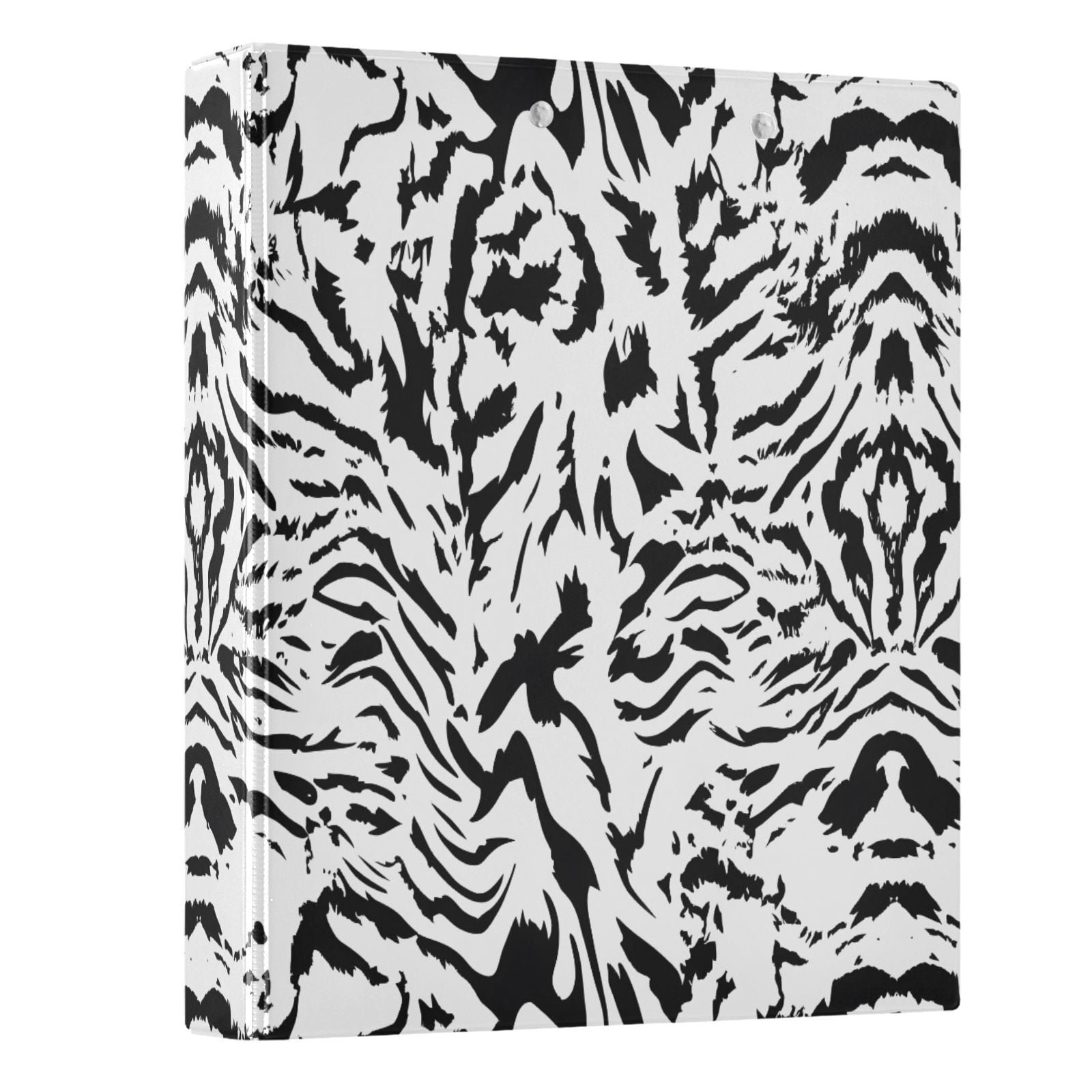 ALAZA White and Black Tiger Print 3 Ring Binder 1.5 Inch Three Ring Office Binders w/ clipboard & 3 pockets, Hold 200 Sheets, 1 pc