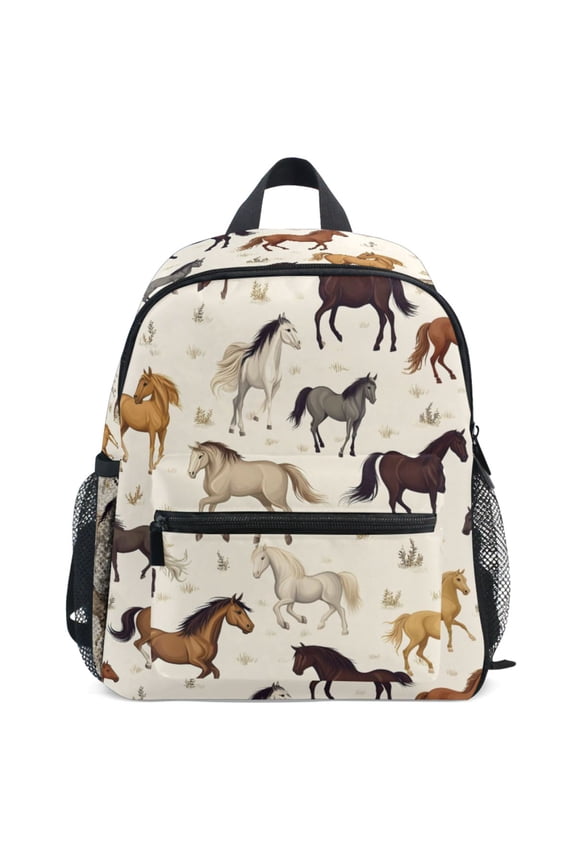 Wild Horses Pattern School Backpack Student Bookbag Mini Bag