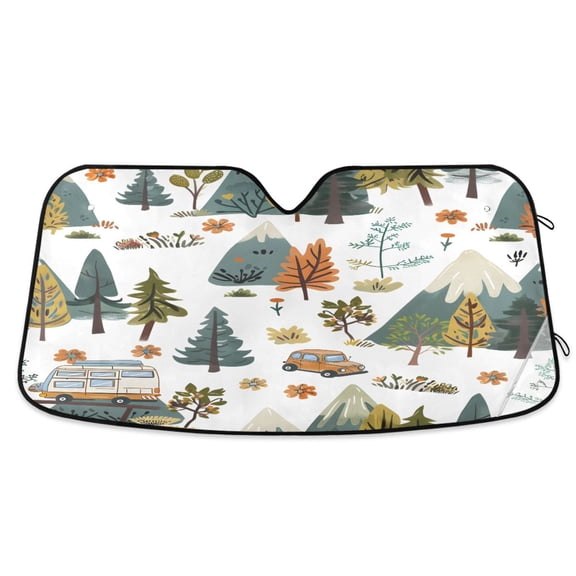 ALAZA Wild Trees and Car Windshield Sun Shade Car Foldable Visor Block UV Rays Protector 53"x23.5"