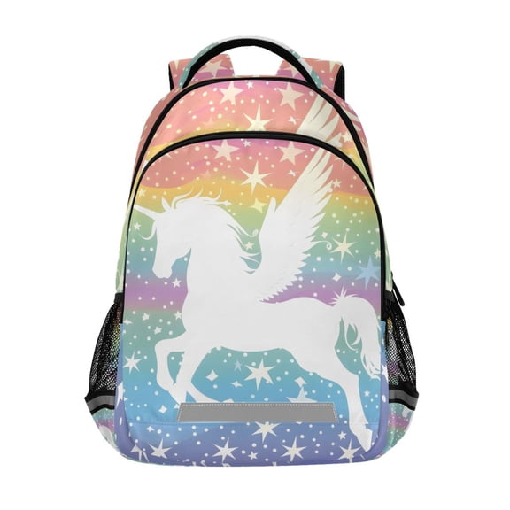 ALAZA Winged Unicorn and Stars Backpack Elementary School Bag Bookbag Travel Rucksack