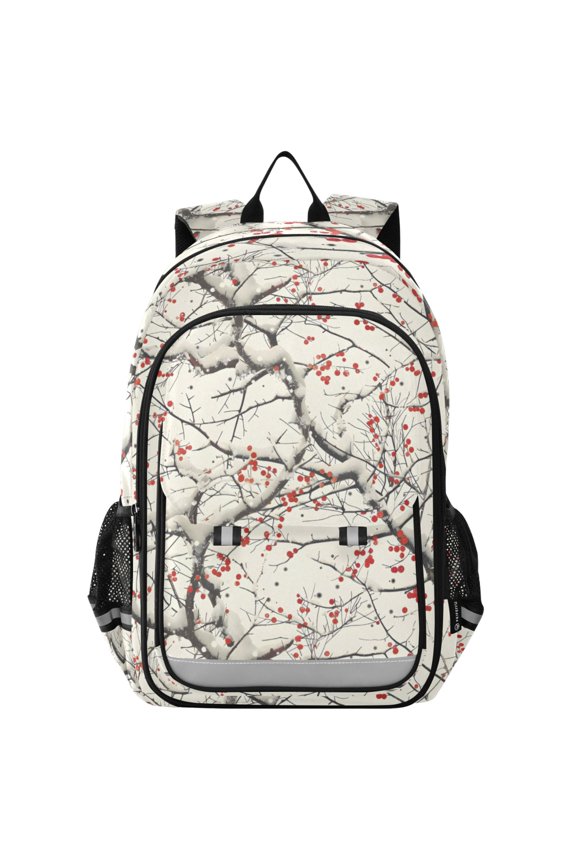 Winter Cherry Floral Laptop Backpack Purse Travel Bag Casual School Bookbag Rucksack for Women Men