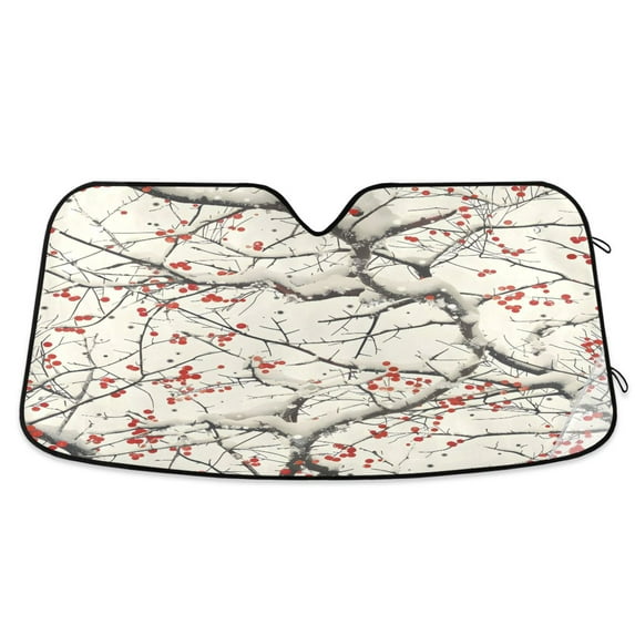 ALAZA Winter Cherry Floral Windshield Sun Shade Car Foldable Visor Block UV Rays Protector 55"x27.6"