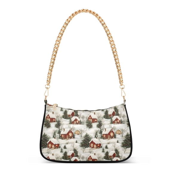 ALAZA Winter House Snowy Women's Chain Shoulder Bag Hobo Handbag Tote Crossbody Purse