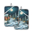 thumbnail image 1 of ALAZA Winter Houses and Moon Pot Holders Set of 2 Heat Resistant Kitchen Oven Mitts, 1 of 7