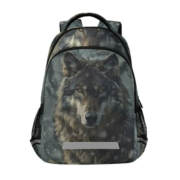 ALAZA Winter Lone Wolf Backpack Elementary School Bag Bookbag Travel Rucksack