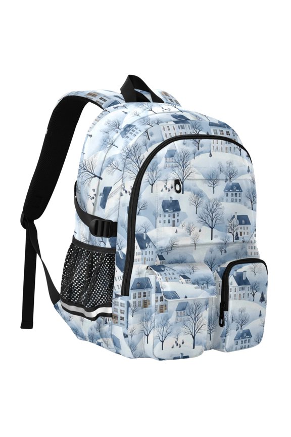 Winter Snow Landscape Print Student Backpack School Bookbag Large Laptop Daypack Travel Bag