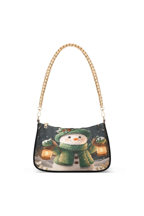 Winter Snowman Women's Chain Shoulder Bag Hobo Handbag Tote Crossbody Purse