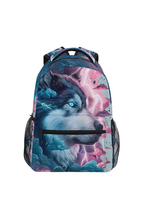 Wolf Cloud Lightning Pattern School Backpack Elementary Stylish Bookbag Laptop Bags Travel Daypack