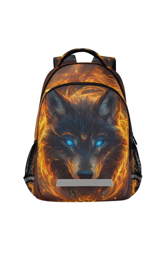 Wolf Eyes Pattern Backpack Elementary School Bags Student Bookbag Travel Rucksack