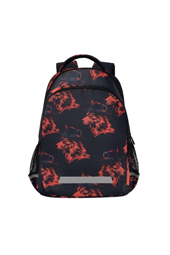 Wolf Heads Backpack Elementary School Bag Bookbag Travel Rucksack