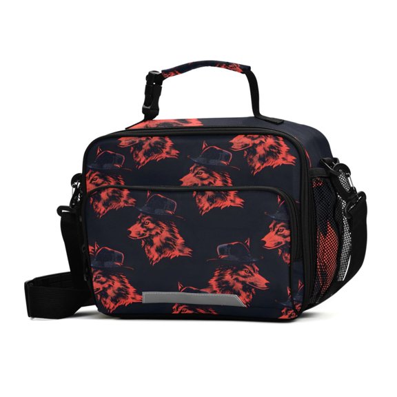 ALAZA Wolf Heads Lunch Box Insulated Cooler Bag Reusable Tote Bags Shoulder Strap
