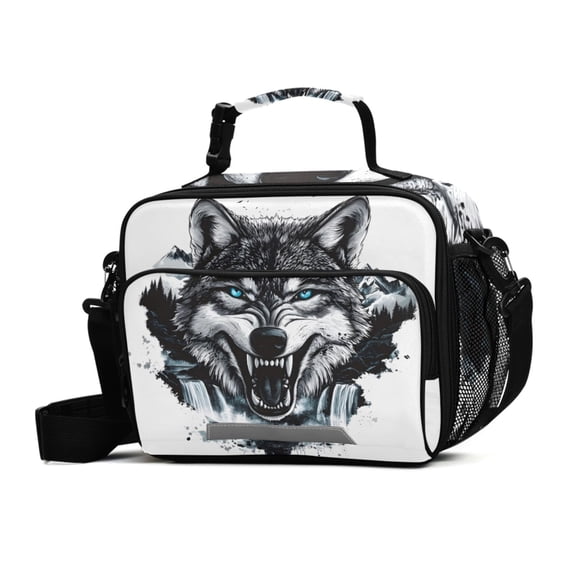 ALAZA Wolf Lunch Box Insulated Cooler Bag Reusable Tote Bags Shoulder Strap