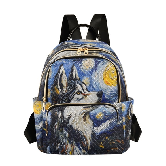 ALAZA Wolf Oil Paint Womens Travel Laptop Backpack Large Daypack Ladies Shoulder Bags S