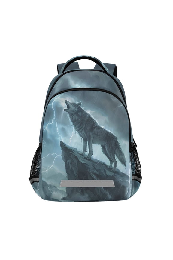 Wolf Stand on Mountain Backpack Elementary School Bag Bookbag Travel Rucksack