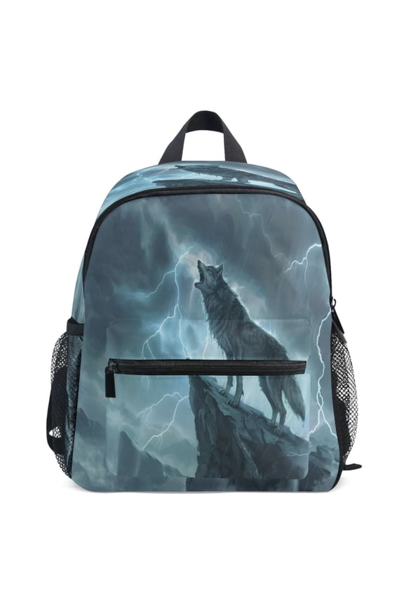 Wolf Stand on Mountain Pattern School Backpack Student Bookbag Mini Bag