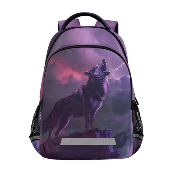 ALAZA Wolf and Lightning Backpack Elementary School Bag Bookbag Travel Rucksack