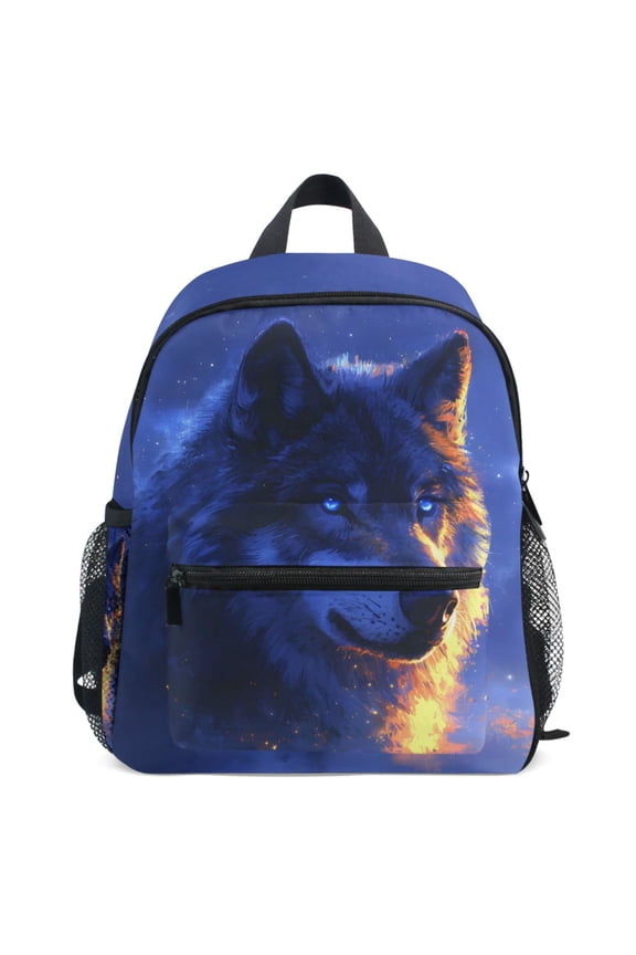 Wolf at Night Pattern School Backpack Student Bookbag Mini Bag