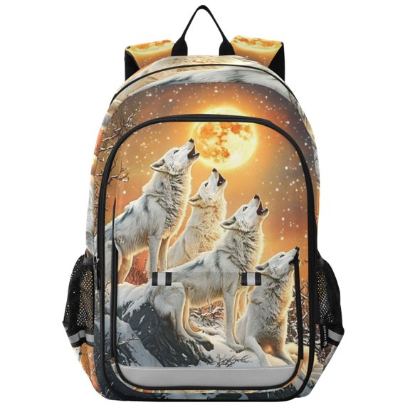 ALAZA Wolf at Sunset School Laptop Backpack Travel Bag Casual Student Bookbag Rucksack