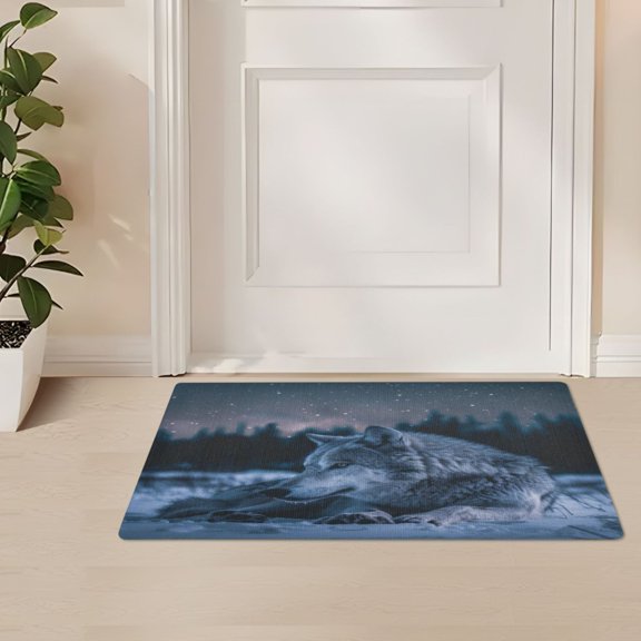 ALAZA Wolf in Night Sky Door Mat Outdoor Indoor Entrance Low Profile Floor Rugs 32"x20"