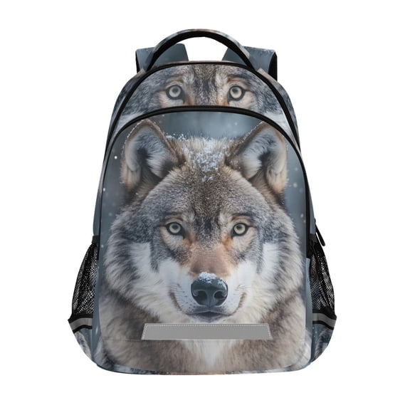 ALAZA Wolf in Winter Pattern Backpack Elementary School Bag Bookbag Travel Rucksack