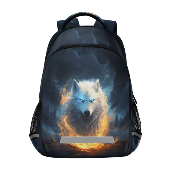 ALAZA Wolf on Fire Backpack Elementary School Bag Bookbag Travel Rucksack