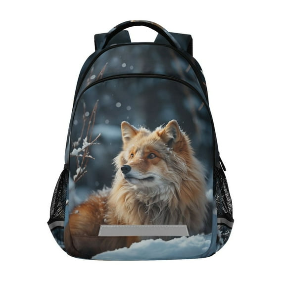 ALAZA Wolf on Winter Snow Backpack Elementary School Bag Bookbag Travel Rucksack
