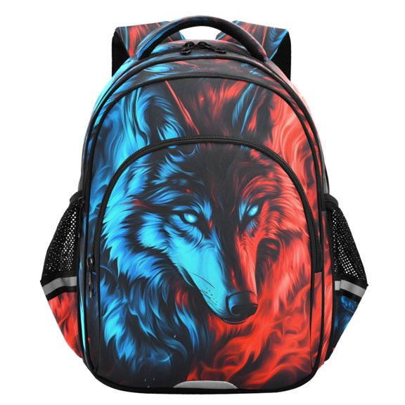 ALAZA Wolf with Fire School Backpack Elementary Bag Student Bookbag Travel Rucksack